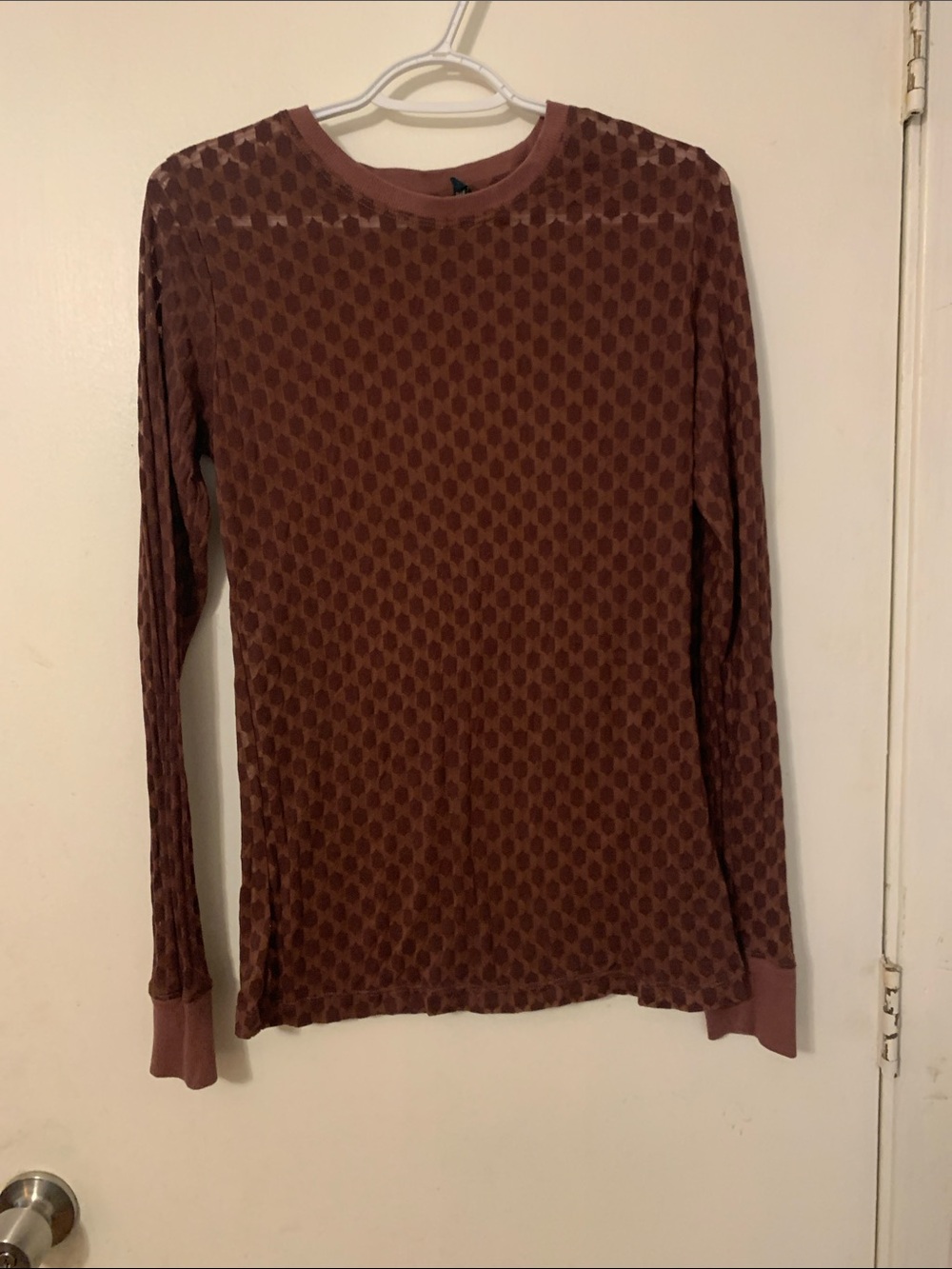 Cruel Girl Brown Long-Sleeve Textured Knit Top
